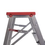 Banqueta Escada Alumínio 3 Degraus 0,65m 120kg Prata e Vermelho Reisam - Imagem 4
