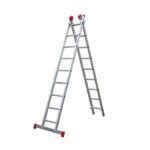 Escada Extensível 9x2 18 Degraus em Alumínio 4,44m Botafogo